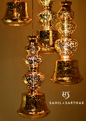 Ilke Lamp in Gold Antique Blown Glass by Sahil & Sarthak 2